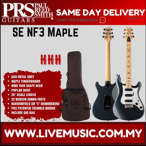 PRS SE NF3 Electric Guitar w/Bag, Maple FB, Gun Metal Grey
