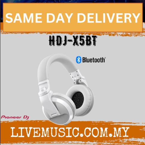 Pioneer DJ HDJ-X5BT Professional Bluetooth DJ Headphones-White ( HDJ X5BT / HDJX5BT )