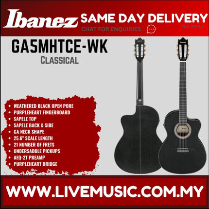 Ibanez GA5MHTCE Classical Series Electric Guitar - ( GA5MH-TCE / GA5MH TCE )-Weathered Black Open Pore