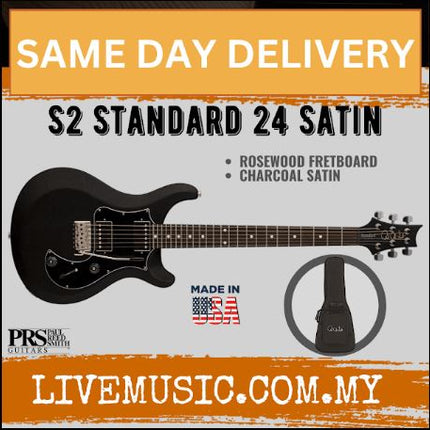 PRS S2 Standard 24 Satin Electric Guitar, Charcoal Satin
