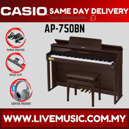 Casio AP-750 Celviano Digital Piano with FREE Piano Bench and Headphone - Brown (AP750/AP 750)