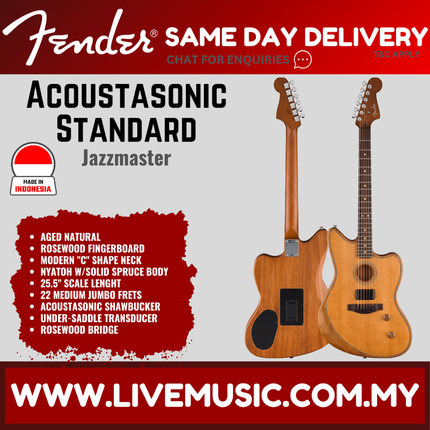 Fender Standard Acoustasonic Jazzmaster Guitar, RW FB, Aged Natural