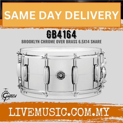 Gretsch GB4164 6.5x14inch Brooklyn Chrome Over Brass Snare Drum