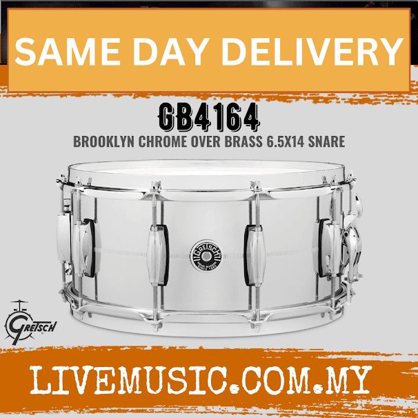 Gretsch GB4164 6.5x14inch Brooklyn Chrome Over Brass Snare Drum