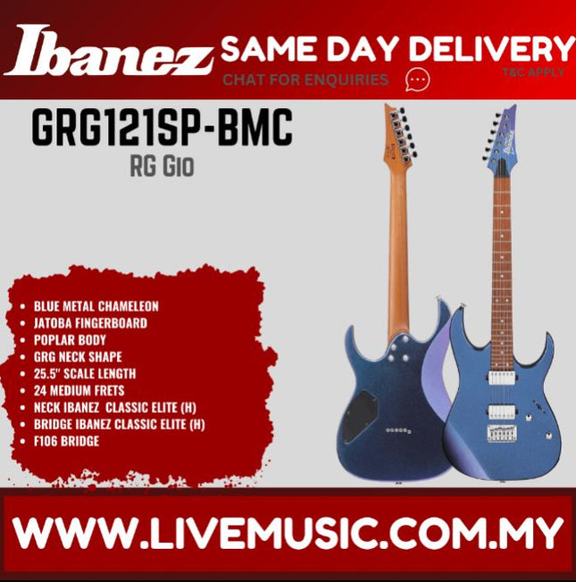 Ibanez GRG121SP RG Series Electric Guitar - ( GRG121SP-GYC GRG121SP-BKN GRG121SP-BMC )-Blue Metal Chameleon