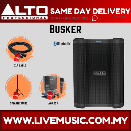 Alto Professional Busker Portable 200-watt Battery-powered PA Speaker With Microphone Speaker Stand