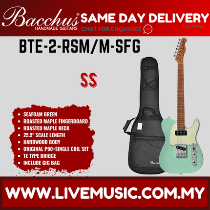 Bacchus BTE-2-RSM/M Electric Guitar, Roasted Maple Fretboard - Seaform Green ( BTE2RSMM / BTE2 / BTE 2 RSM M )