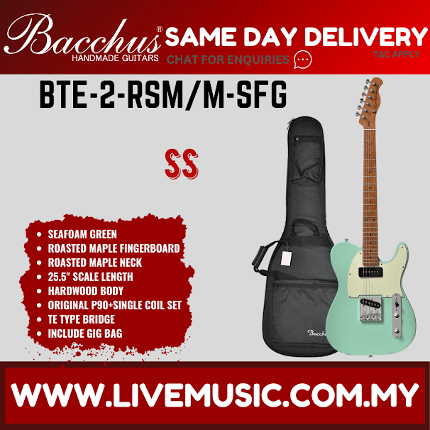 Bacchus BTE-2-RSM/M Electric Guitar, Roasted Maple Fretboard - Seaform Green ( BTE2RSMM / BTE2 / BTE 2 RSM M )