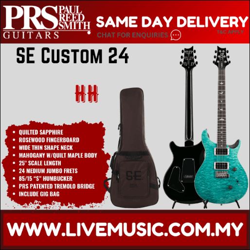 PRS SE Custom 24 Electric Guitar w/Quilt Package, Quilted Sapphire