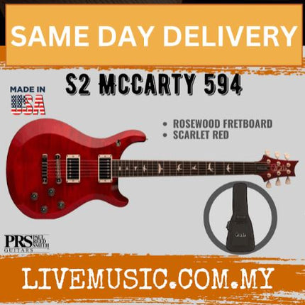 PRS S2 McCarty 594 Electric Guitar w/Bag-Scarlet Red