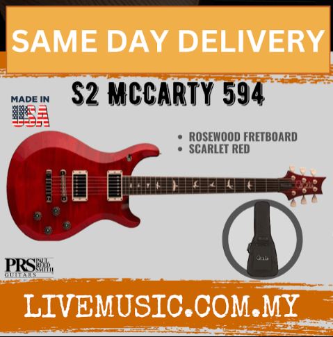 PRS S2 McCarty 594 Electric Guitar w/Bag-Scarlet Red