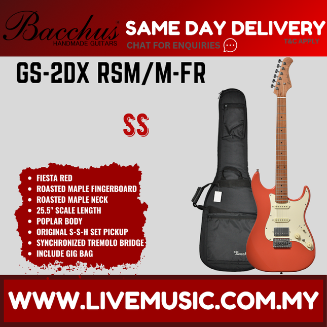 Fiesta Red electric guitar with roasted maple fingerboard and included gig bag