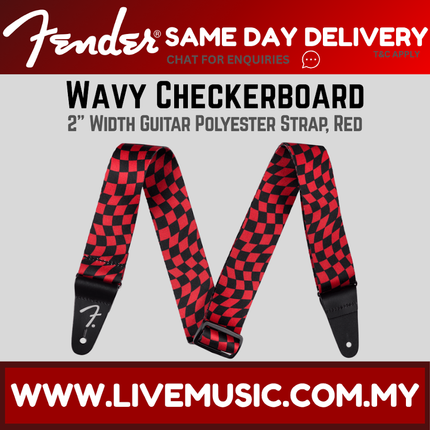 Fender Wavy Checkerboard Polyester Guitar Strap, Red