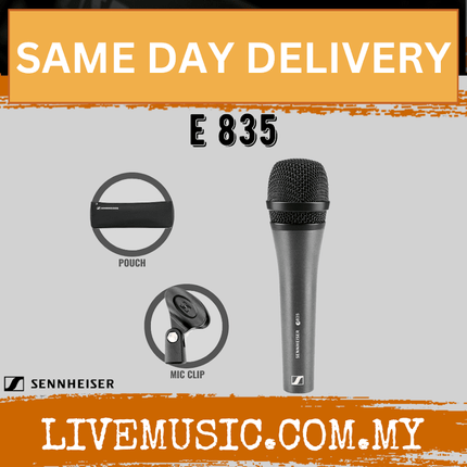 Sennheiser E 835 Cardioid Dynamic Vocal Microphone with Free Mic Cable (E835/E-835)