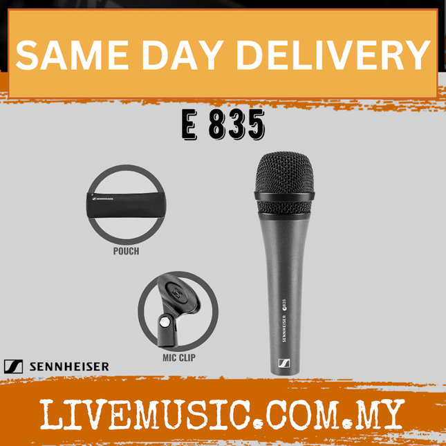 Sennheiser E 835 Cardioid Dynamic Vocal Microphone with Free Mic Cable (E835/E-835)