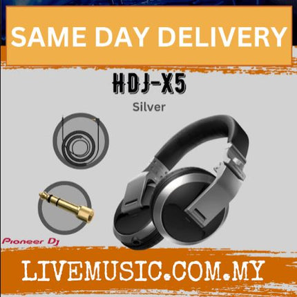 Pioneer DJ HDJ-X5 Professional DJ Headphones - Silver (HDJ X5/HDJX5)
