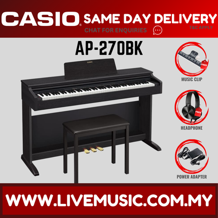 Casio AP-270  Celviano 88-Keys Digital Piano with FREE Piano Bench and Headphone-Black ( AP 270 AP270 )