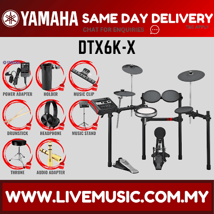 Yamaha DTX6K-X 5-Piece Electronic Drum Set with Drumsticks, Throne ( DTX6K X / DTX 6K X / DTX6KX )