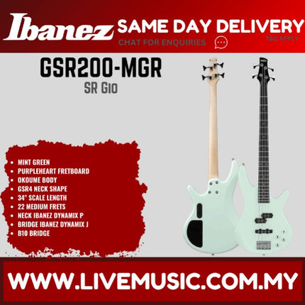 Ibanez GSR200 GIO Series 4-String Electric Bass - (GSR-200 GSR 200)-Mint Green