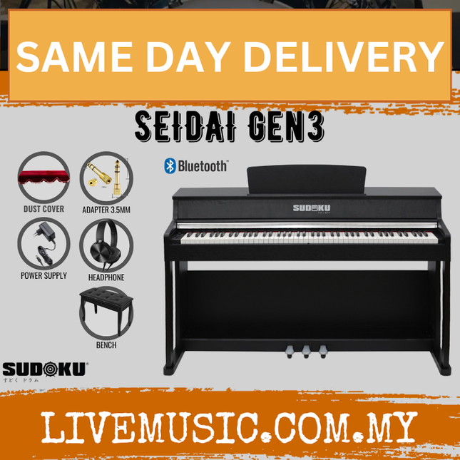 Sudoku Gen3 88-key digital piano, black finish with weighted hammer action