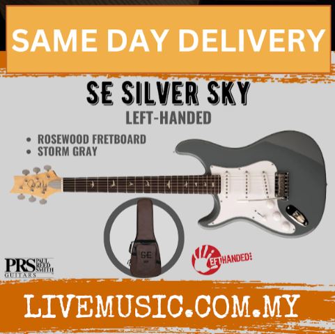 PRS SE Silver Sky Left-Handed Electric Guitar w/Bag, RW FB-Storm Gray