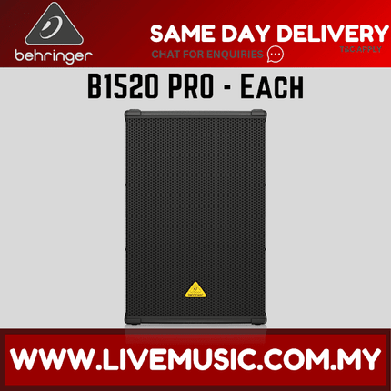 Behringer B1520 PRO 1200 Watt 15" Passive PA Loudspeaker w/Wireless Mic,Speaker Stand & Cable (B1520PRO B-1520 PRO)