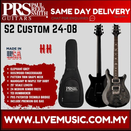 PRS S2 Custom 24-08 Electric Guitar-Elephant Grey