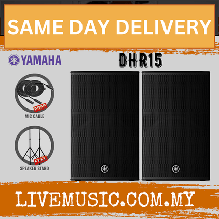 Yamaha DHR15 1000-Watt 15" Powered Loudspeaker w/Speaker Stand - Pair ( DHR-15 / DHR 15 )