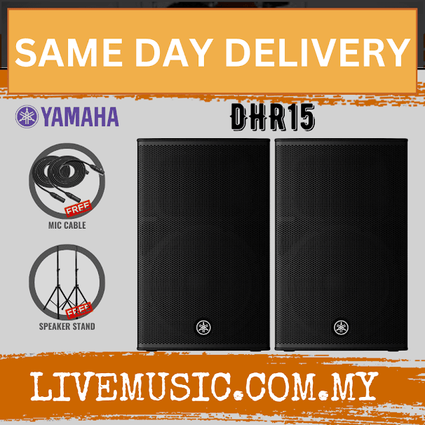 Yamaha DHR15 1000-Watt 15" Powered Loudspeaker w/Speaker Stand - Pair ( DHR-15 / DHR 15 )
