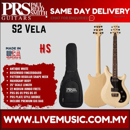 PRS S2 Vela Electric Guitar w/Bag, Antique White