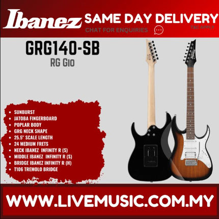 Ibanez GRG140 RG Series Solidbody Electric Guitar -Sunburst ( GRG140-SB GRG140-WH )