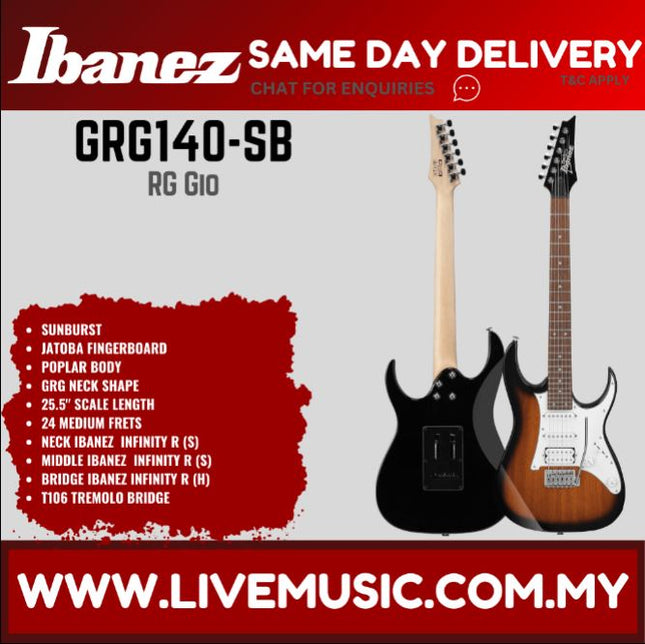 Ibanez GRG140 RG Series Solidbody Electric Guitar -Sunburst ( GRG140-SB GRG140-WH )