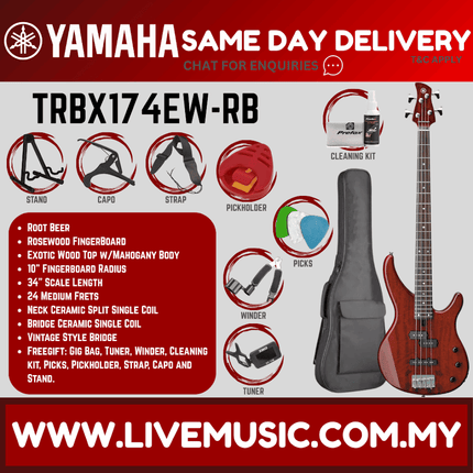 Root beer electric bass guitar with padded gig bag