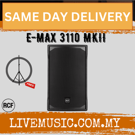 RCF E-MAX 3110 MKII HIGH POWER TWO-WAY SPEAKER WITH SPEAKER STAND AND CABLE ( EMAX3110 / E MAX 3110 / MKII )