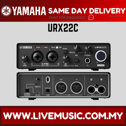 Yamaha URX22C USB-C Audio Interface - Black ( URX 22C URX-22C ) Replace UR22C UR-22C