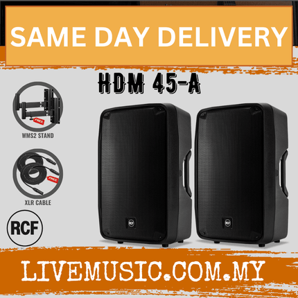RCF HDM 45-A Active Two-way Professional Speaker With Speaker Stand and Cable - Each / Pair ( HDM45A / HDM 45 A )