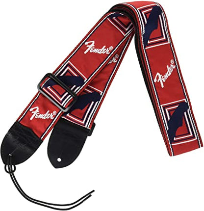 Fender WeighLess Monogram Guitar Strap, Multi-Colour - Red/White/Blue