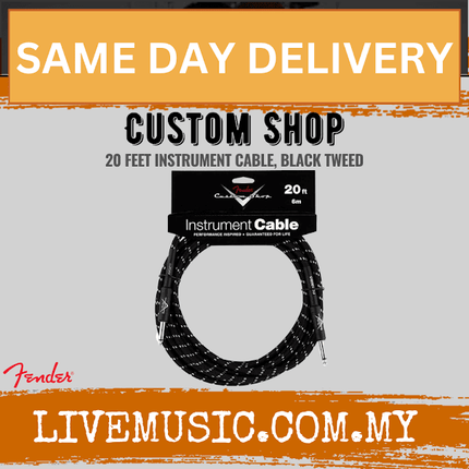 Fender Custom Shop Performance Series 20ft Instrument Cable - Black Tweed