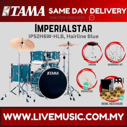 Tama Imperial Star Drum Set with Drum Throne, Imperialstar With HCS141620 Cymbal Set ( IP52H6W )