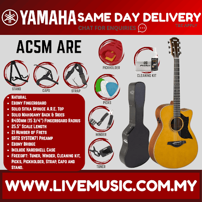 Yamaha AC5M ARE Concert Cutaway Acoustic-Electric Guitar with Hardcase MADE IN JAPAN - Natural ( AC-5M / AC5M-NT )