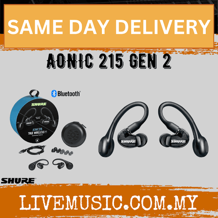 Shure AONIC 215 Gen 2 True Wireless Sound Isolating Earphones - Black ( AONIC215GEN2 / AONIC-215-GEN2 )