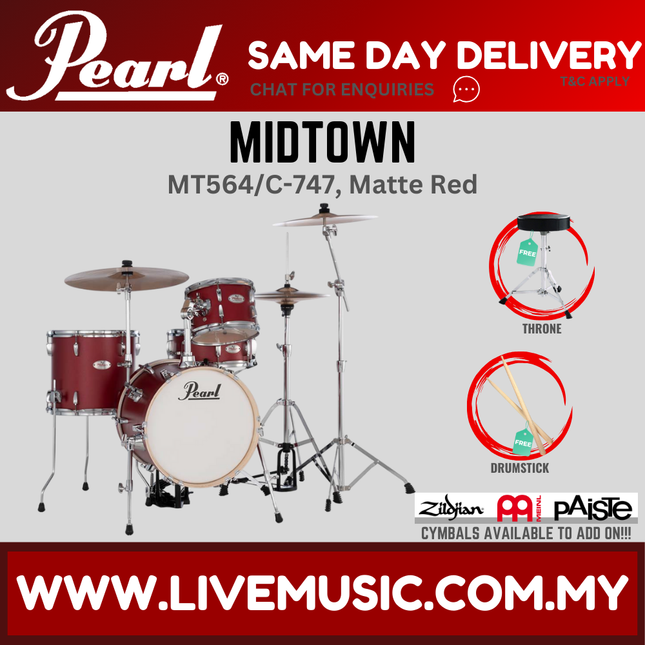 Pearl Midtown Series MT564/C 4-piece Drum Set with Hardware - ( MT564C ) ( NO CYMBAL )