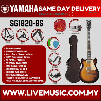 Yamaha SG1820 Hand-Crafted Electric Guitar with Mahogany Neck & Rosewood Fingerboard in Black ( SG 1820 / SG-1820 )