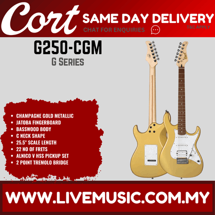 Cort G250-CGM Electric Guitar with Bag - Champagne Gold Metallic ( G250 CGM / G250CGM )