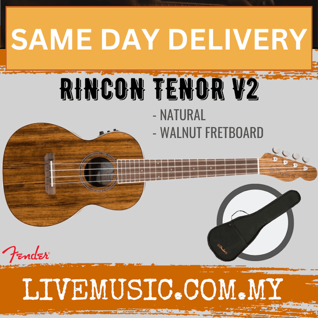 Fender Rincon Tenor V2 Ukulele with Bag - Natural