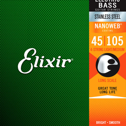 Elixir 14677 Nanoweb Coated Stainless Steel Electric Bass Strings (45-105)