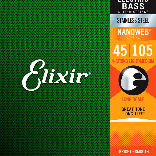 Elixir 14677 Nanoweb Coated Stainless Steel Electric Bass Strings (45-105)