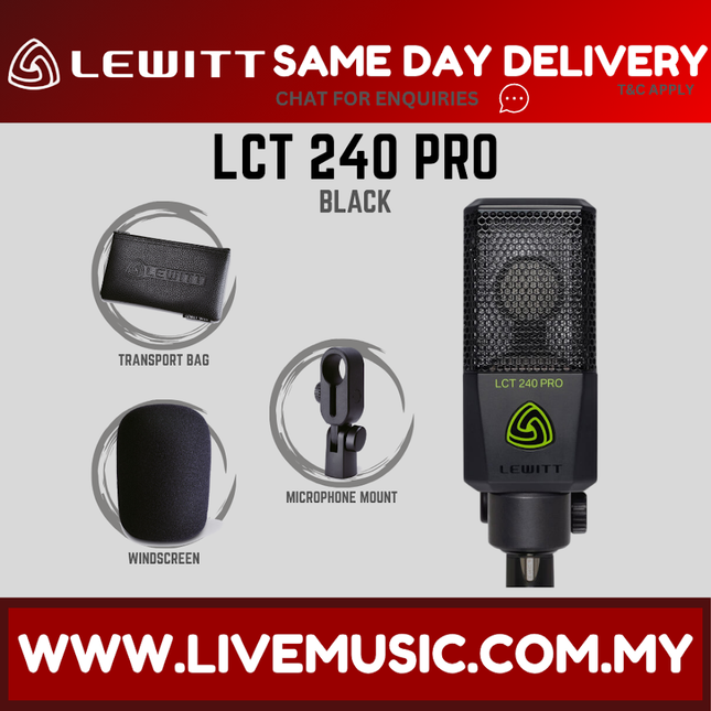 Lewitt LCT 240 Pro Condenser Microphone - Black (LCT-240 PRO / LCT240 PRO)