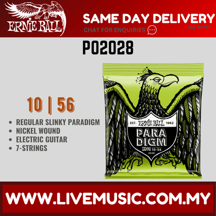 Ernie Ball 2028 Regular Slinky Paradigm 7-string Electric Guitar Strings, 10-56 Gauge