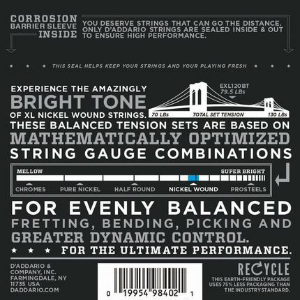 D'Addario EXL120BT Nickel Wound Electric Strings -.009-.040 Balanced Tension Super Light (DADDARIO)